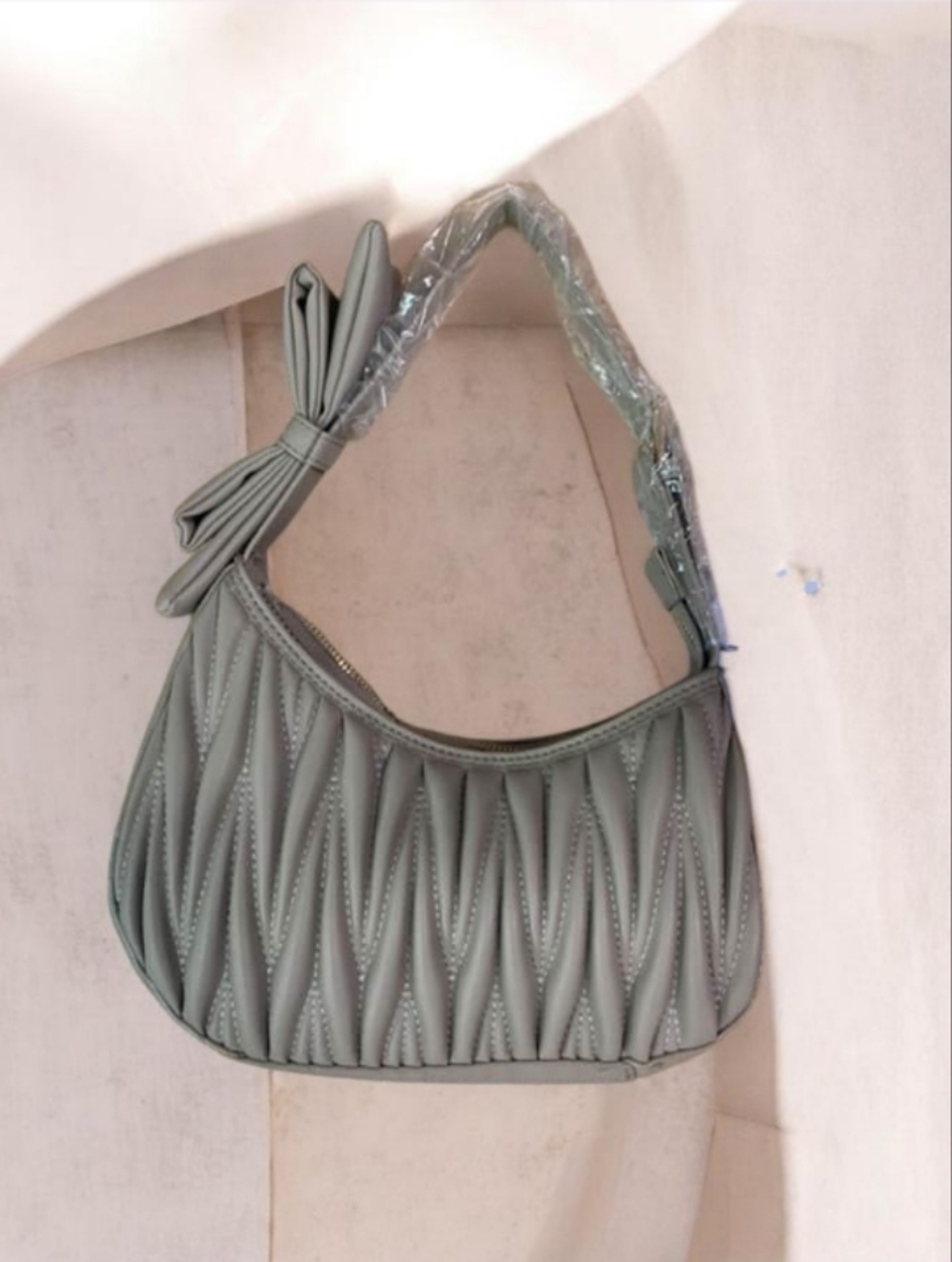 Stylish Quilted Shoulder Bag in Sage Green